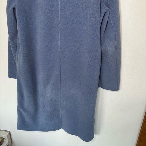 Harris Wharf London Women’s Dusty Blue Fleece Longline 3 Button Closure Coat - Picture 9 of 15
